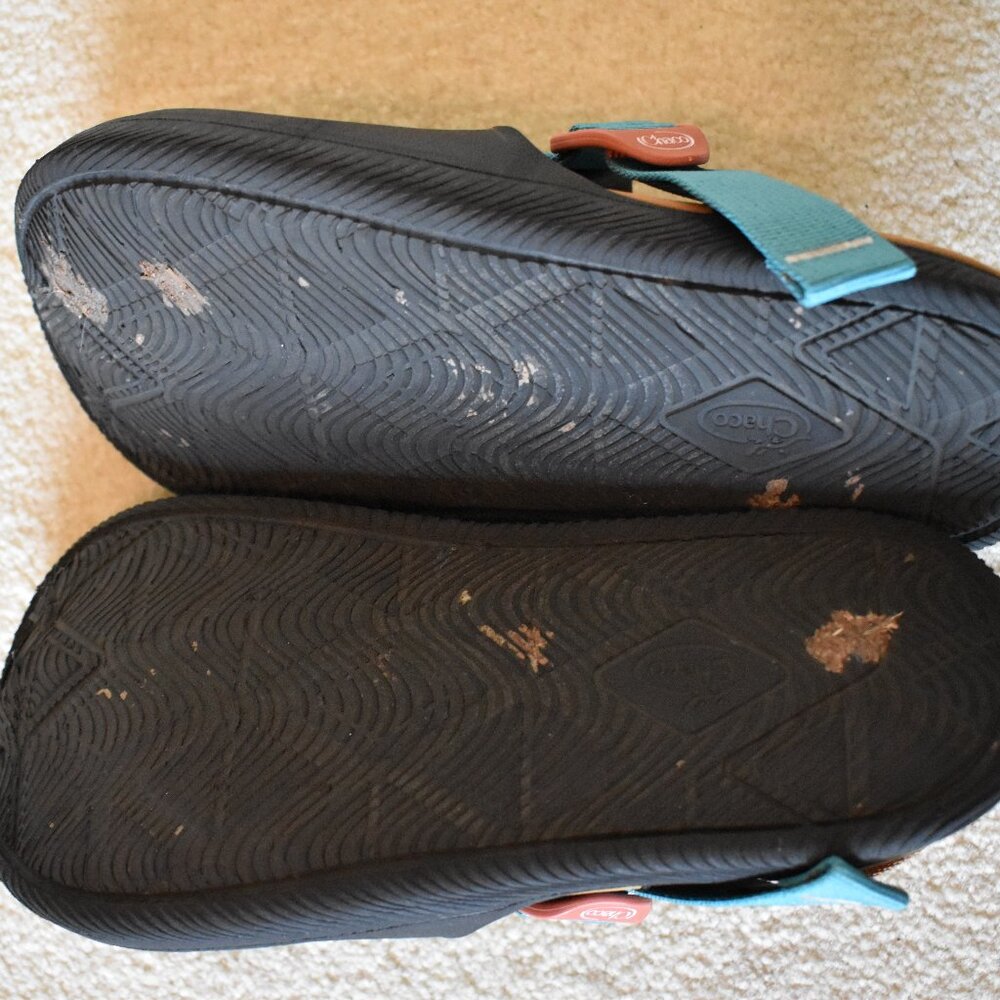 Chaco Chillos Clog Slide Sandals Closed Toe Waterproof Size 9 Mens Black & Teal - Picture 4 of 5
